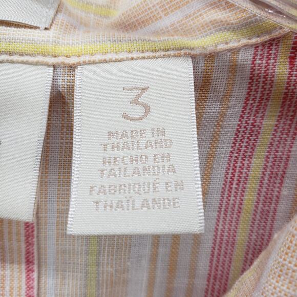 Chico's Non-Iron 100%Linen Striped Button Up 3/4 Sleeve Top Size 3 - Picture 9 of 15